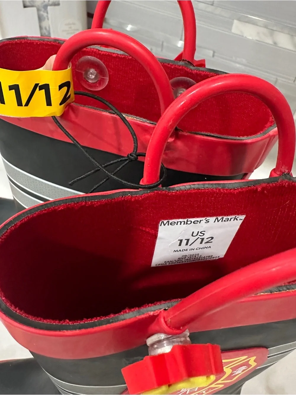 Title: Member’s Mark Firefighter Toddler Rain Boots Size 11/12 NWT
